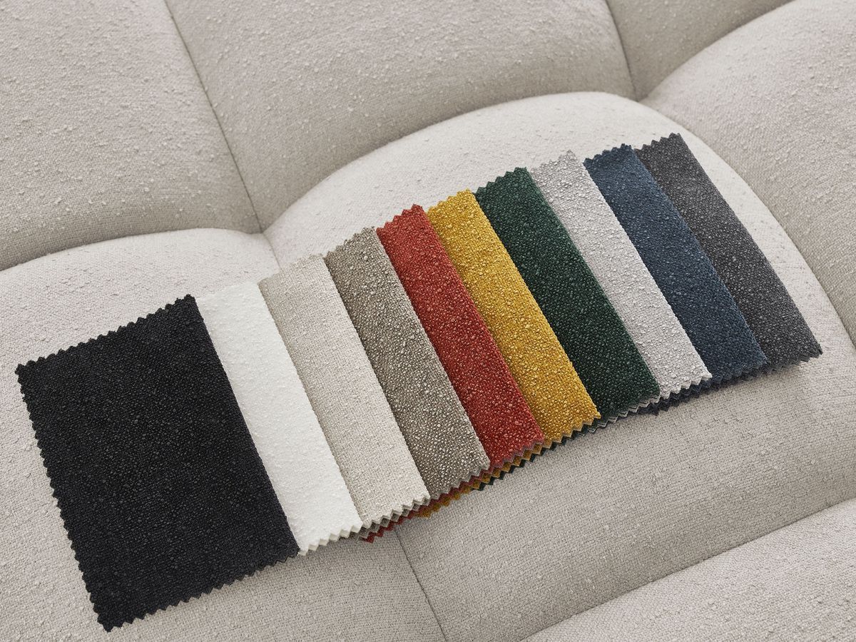 Bobochic Everest Wohnlandschaft mit Pouf, 14 Kissen Strukturstoff Beige Ecke rechts