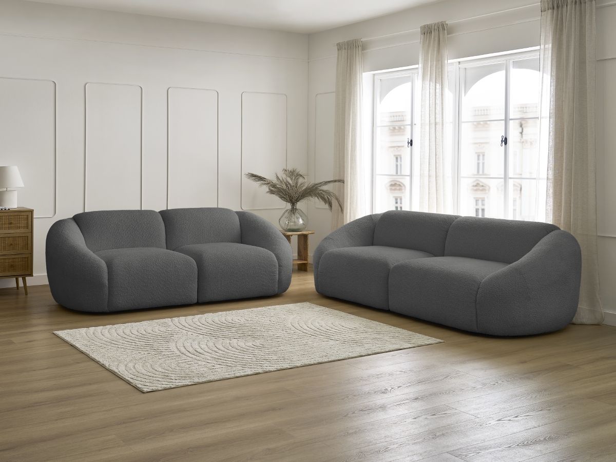 Bobochic Tina Sofa 5-Sitzer Bouclé-Stoff Dunkelgrau