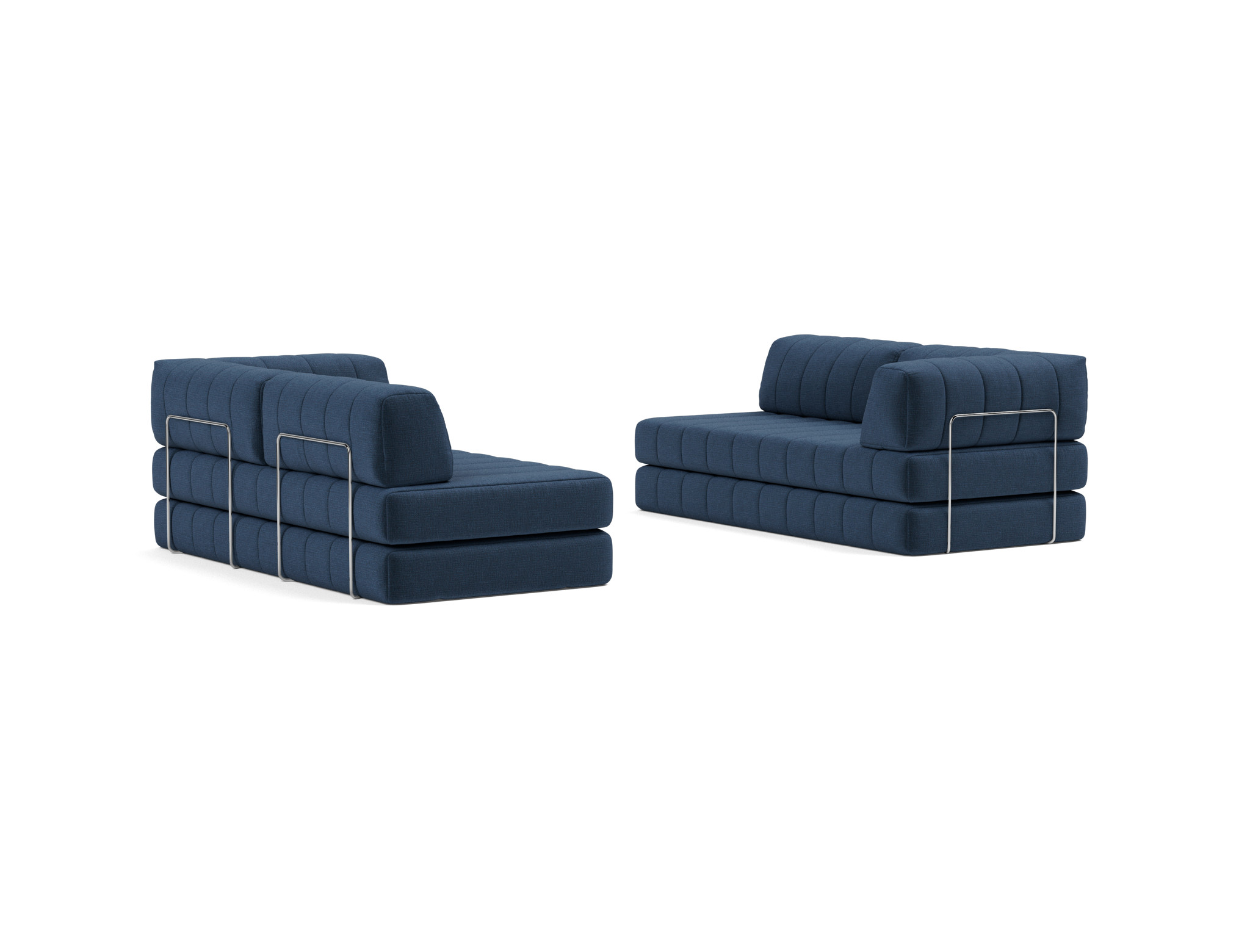 Eck-Schlafsofa CozyPad L-Form mit Armlehne Chenille Esina 414-Indigo-Blue