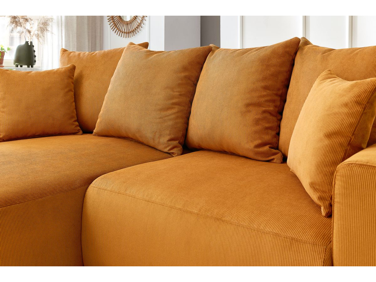 Bobochic Enjoy Ecksofa Cordsamt Gelb Ecke links