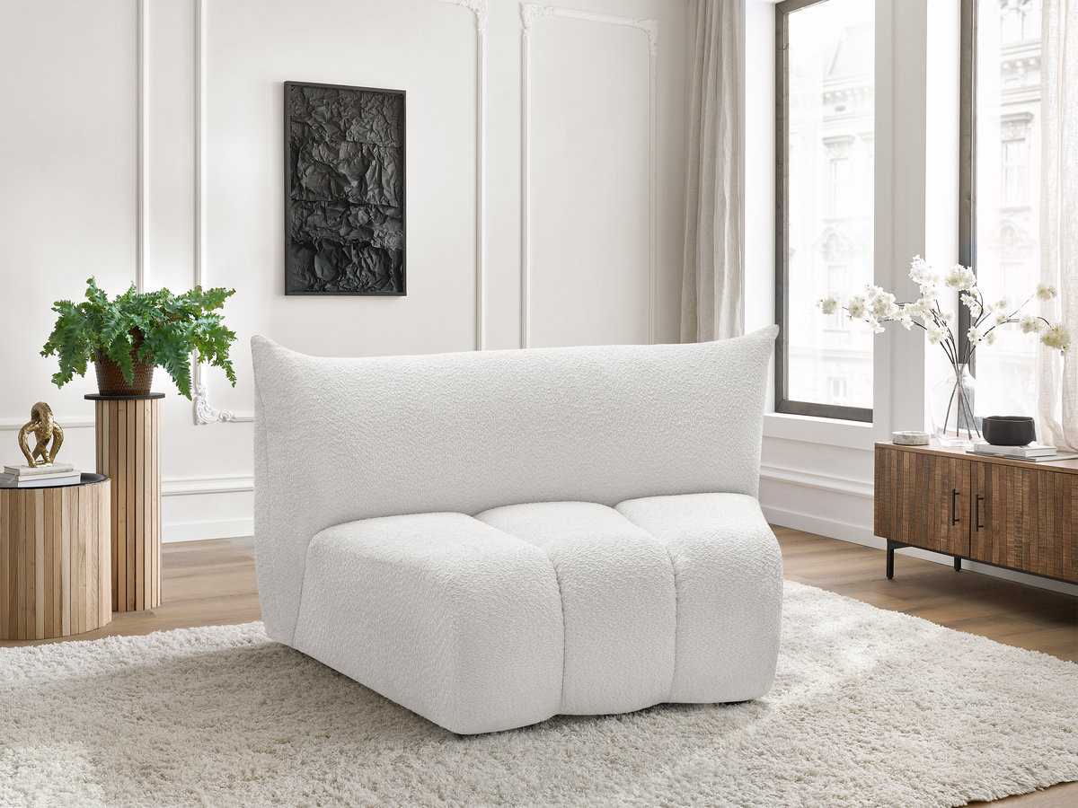 Bobochic Azra Sofamodul 1-Sitzer Bouclé-Stoff Weiß