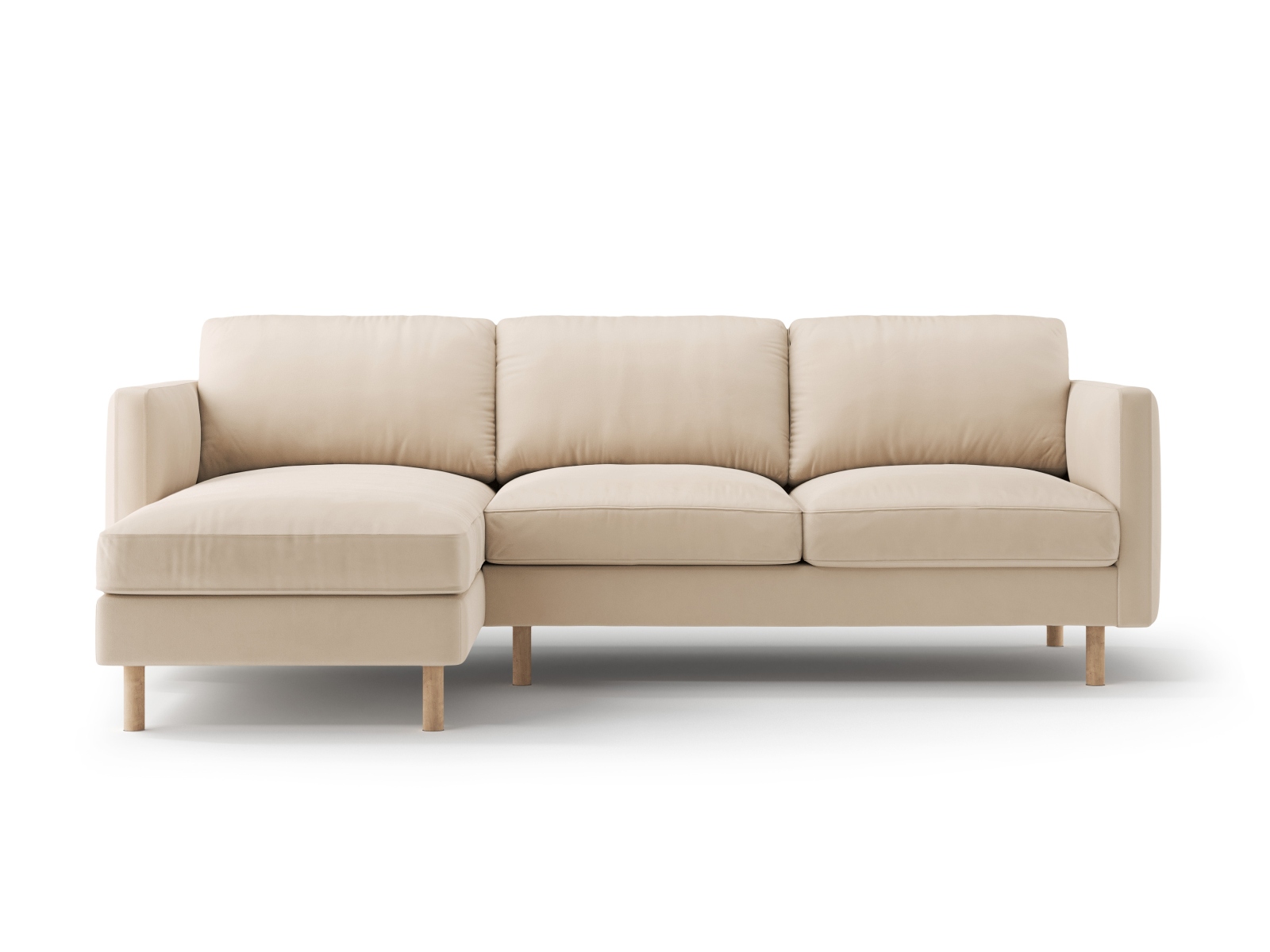 Micadoni Ecksofa Eden Groß 3-Sitzer Links Samt Nude