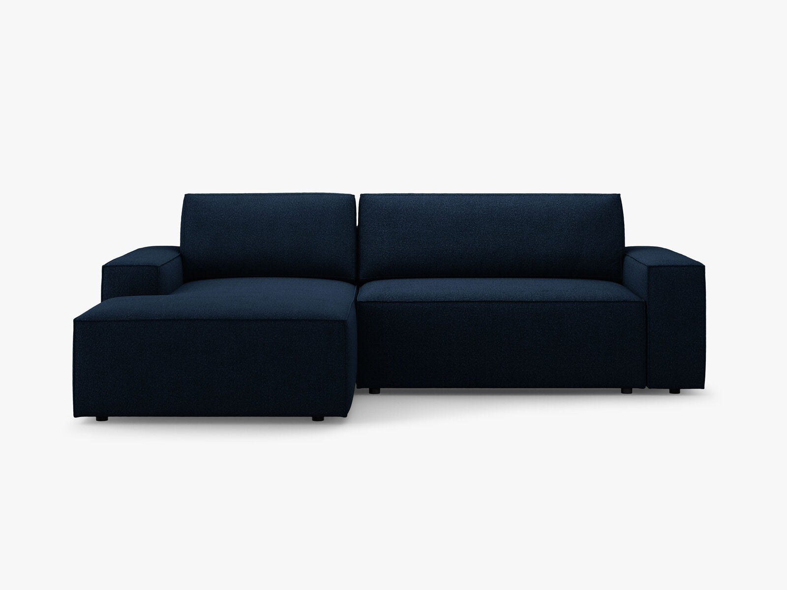 Micadoni Schlaf-Ecksofa Jodie 3-Sitzer Links Boucle Dunkelblau