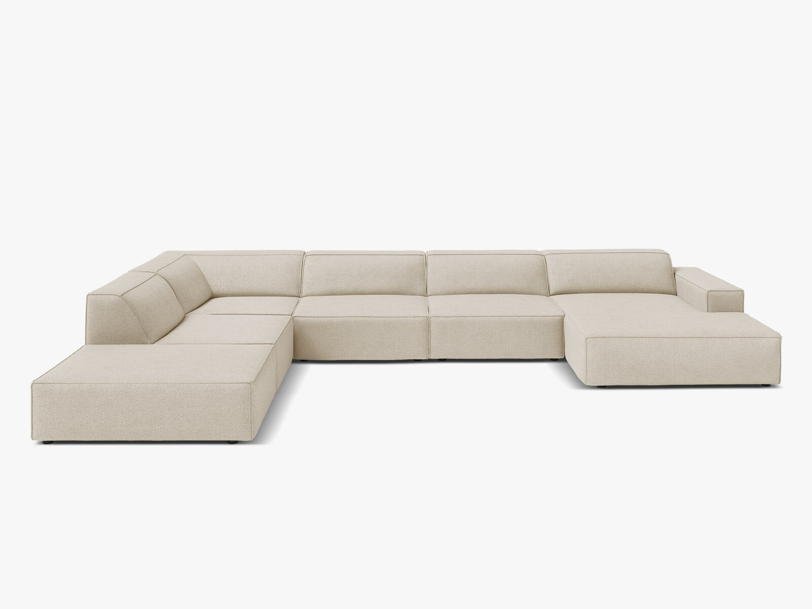 Micadoni Panorama-Ecksofa Jodie 7-Sitzer Links Boucle Baloo Beige