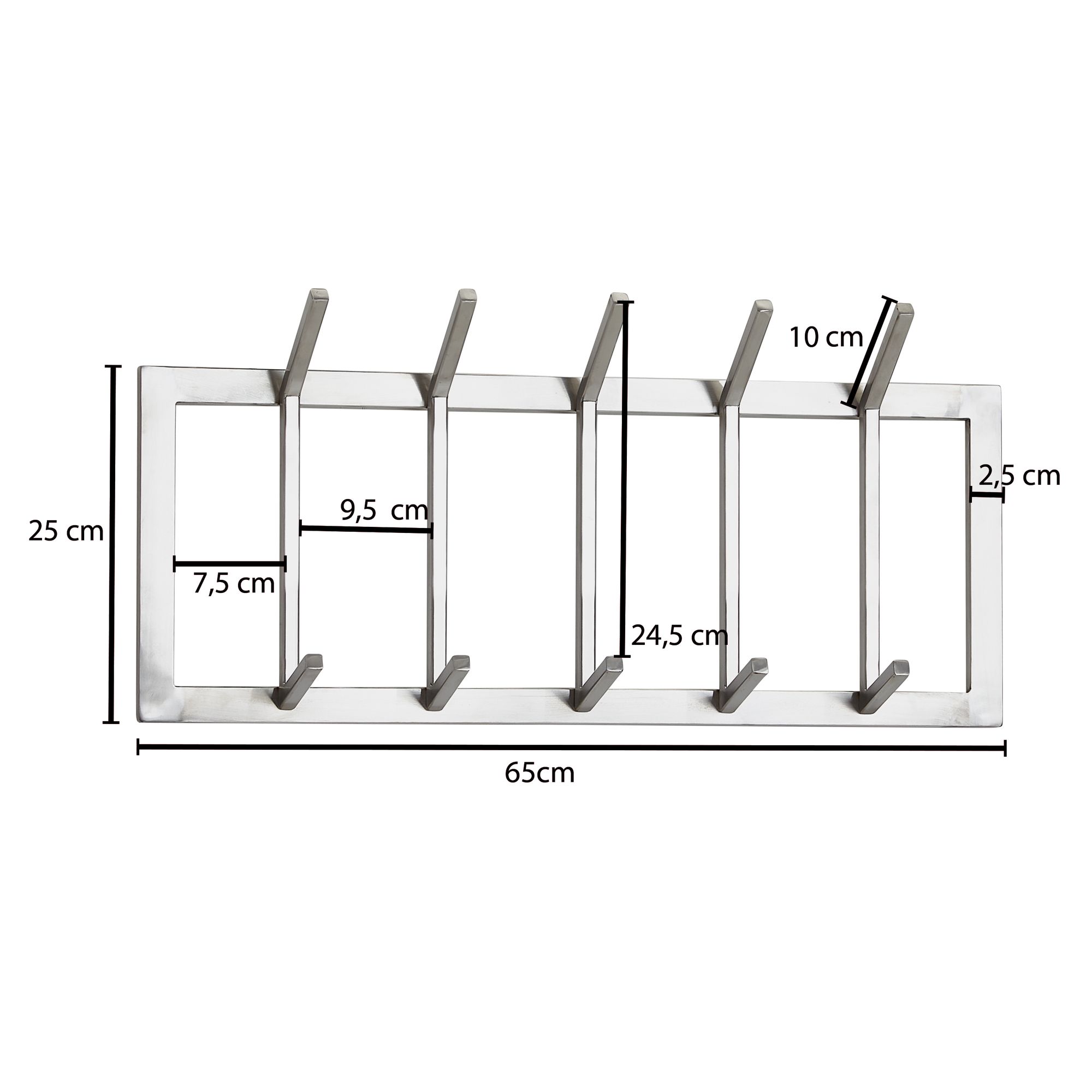 Wandgarderobe Fellabaer Metall Silber 65 × 10 × 30 cm