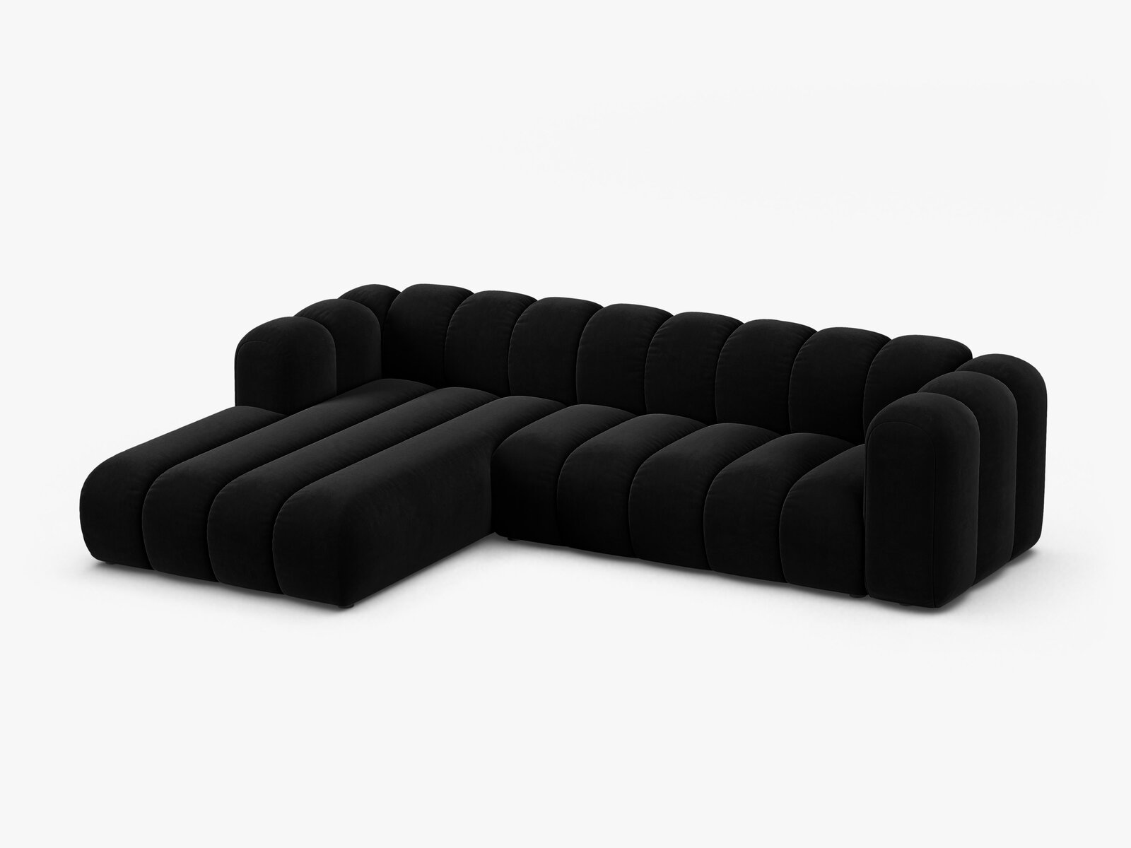 Micadoni Modulares Ecksofa Lupine 4-Sitzer Links Samt Venus Schwarz