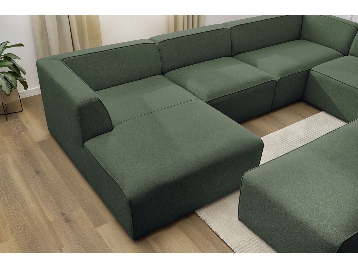 Bobochic Megeve Wohnlandschaft mit Pouf Melange-Stoff Grün Ecke links