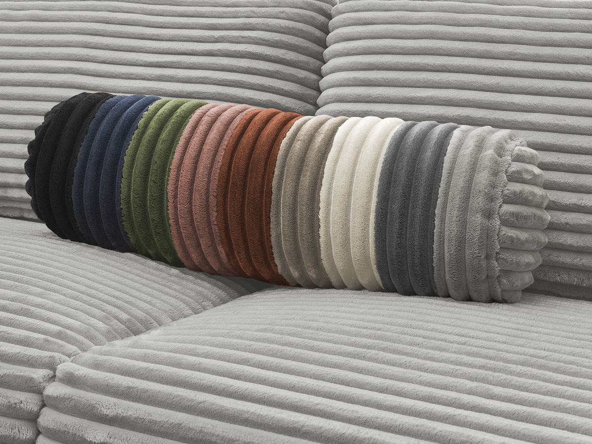 Bobochic Hugo Schlafsofa 3-Sitzer Cordsamt Hellgrau, Liegefläche 160 × 190 cm