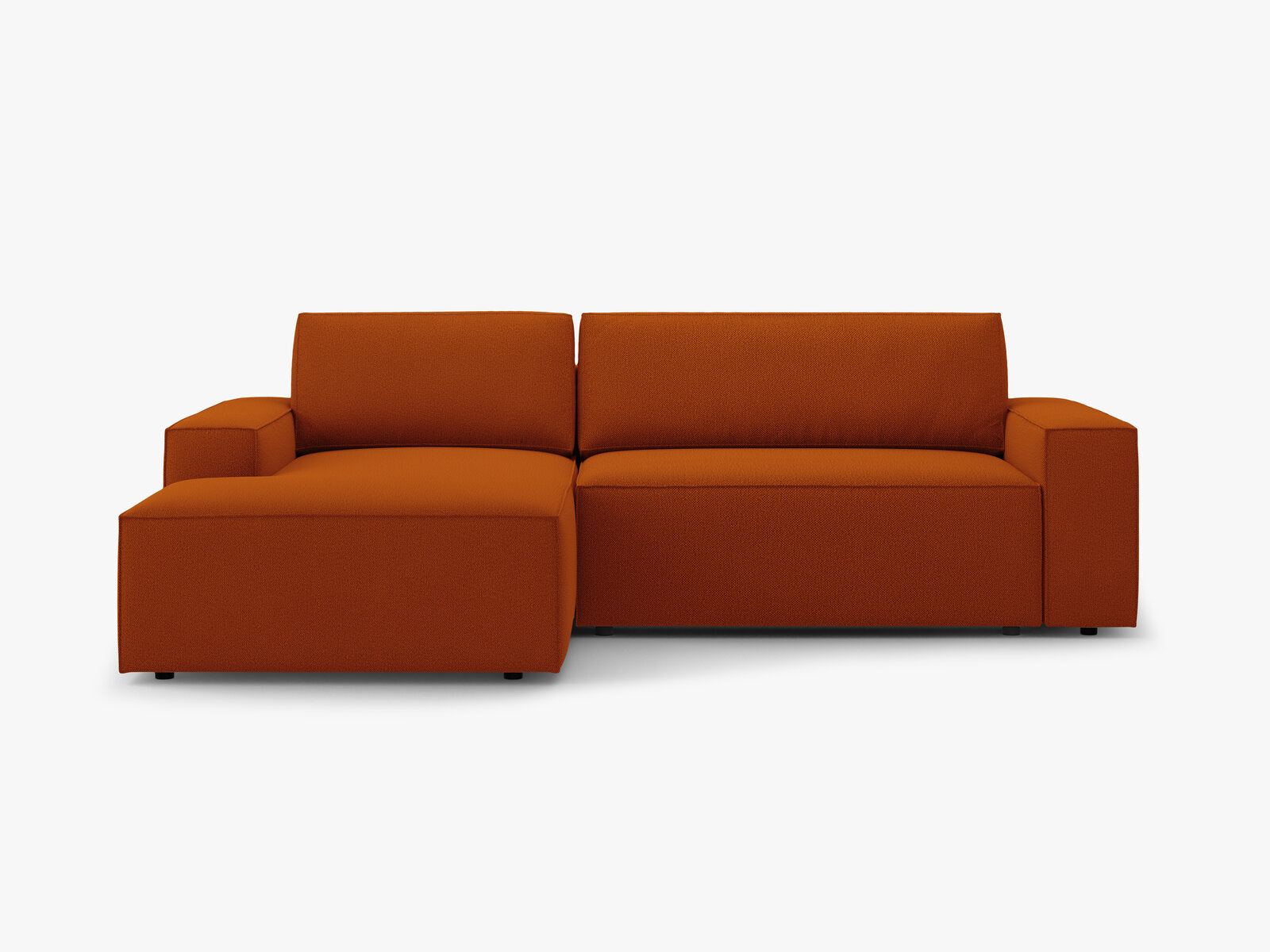 Micadoni Schlaf-Ecksofa Jodie 3-Sitzer Links Strukturierter Stoff Terrakotta