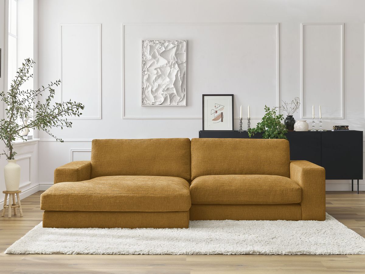 Bobochic Leonard Ecksofa 234 × 159 cm Strukturstoff Gelb Ecke links