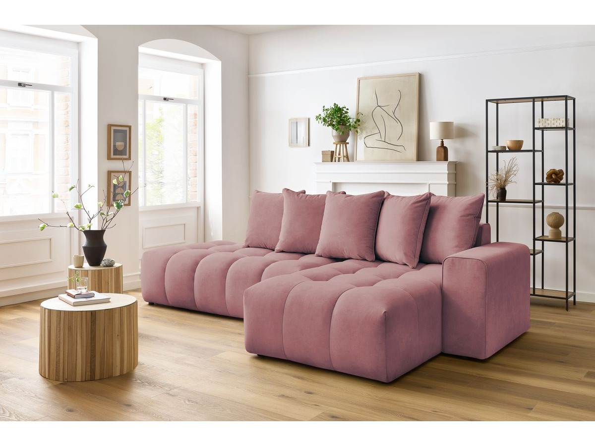 Bobochic Mont-blanc Ecksofa Samt Rosa Ecke rechts
