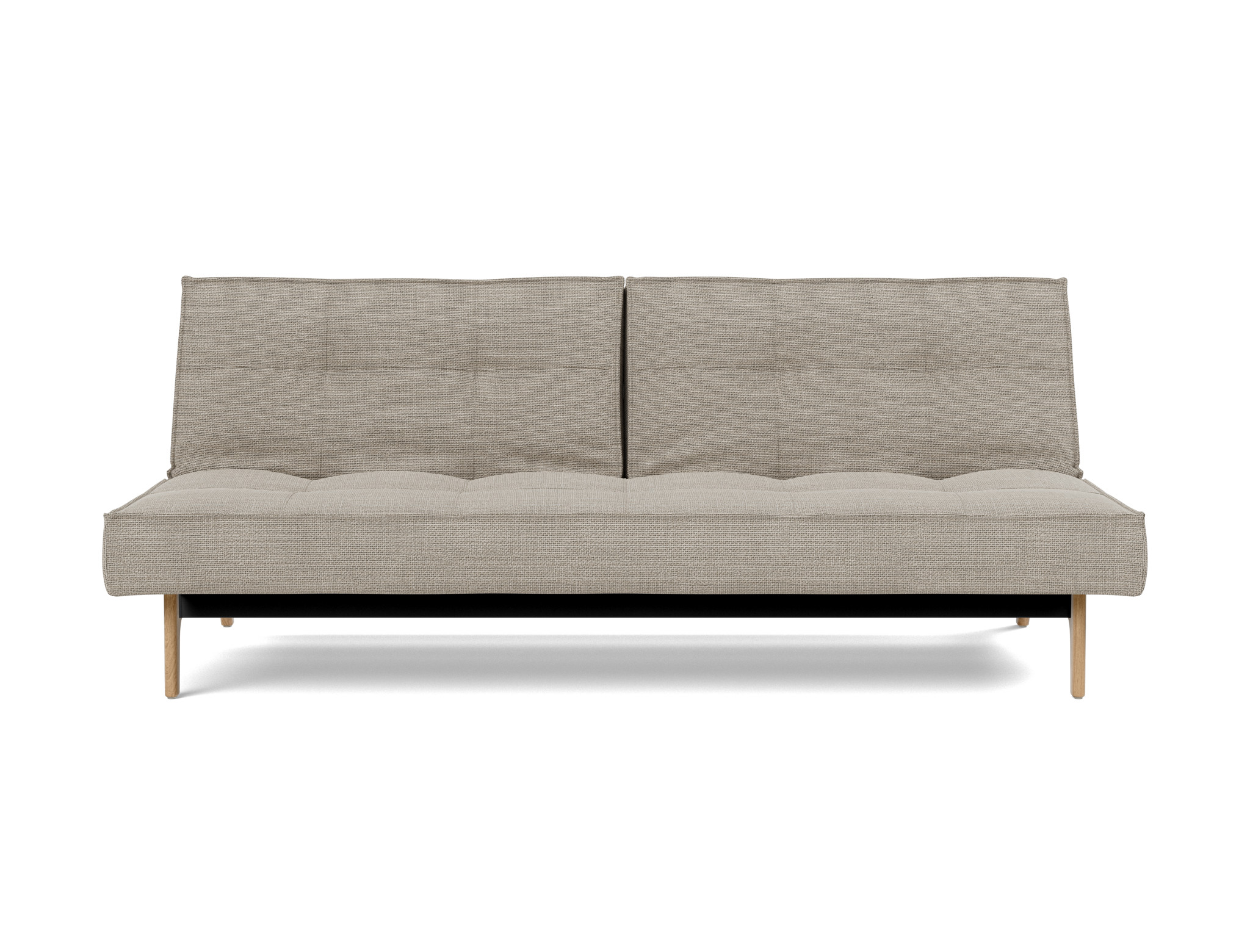Schlafsofa Splitback Strukturierter Stoff Kenya 579-Gravel Beine Eiche