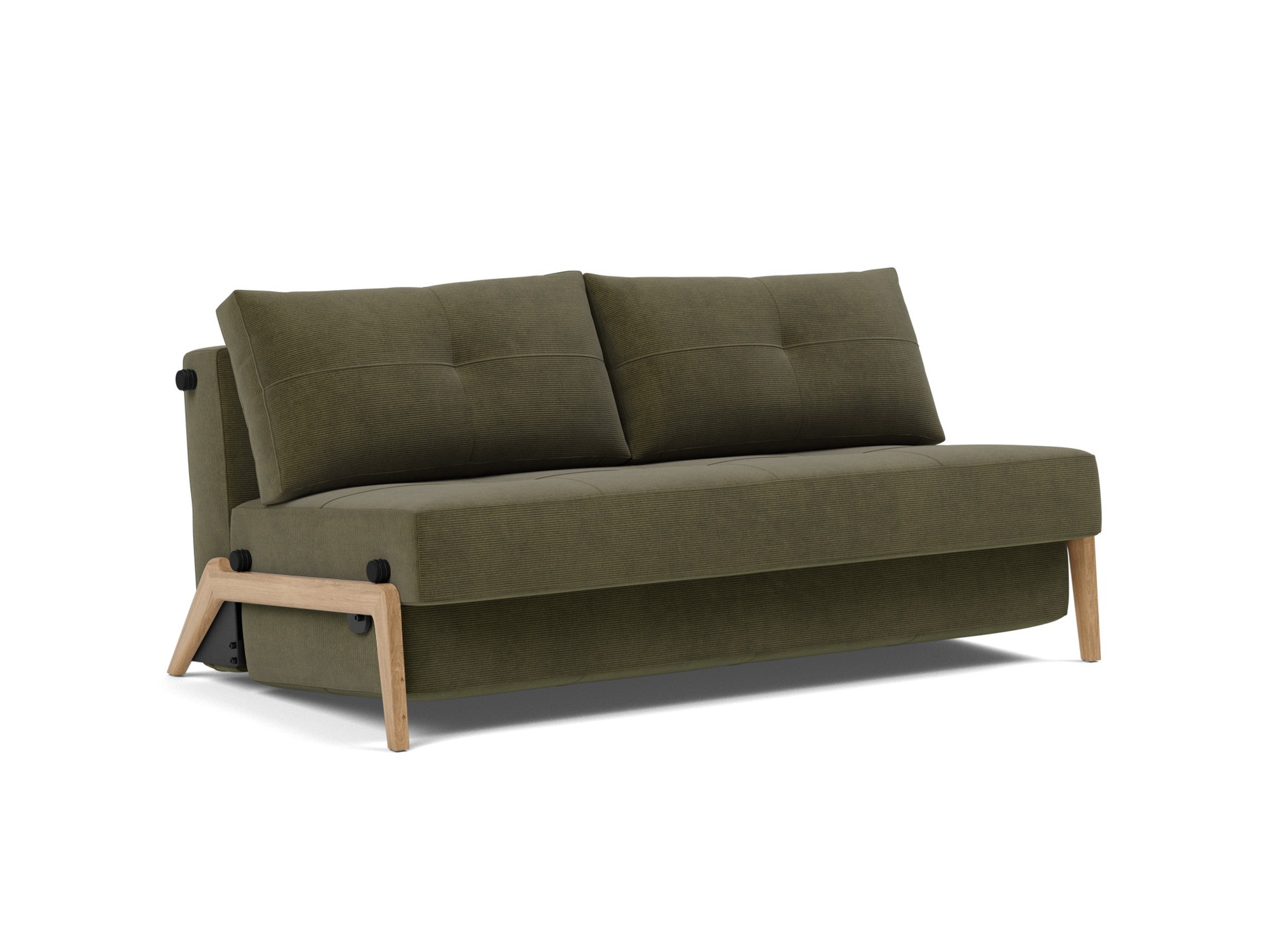 Schlafsofa Cubed 160 Kord Cordufine 316-Pine-Green Beine Eiche