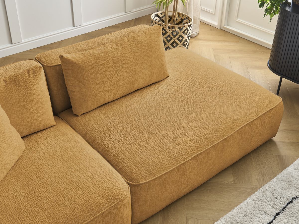 Bobochic Leopold Sofa 3-Sitzer Strukturstoff Gelb Armlehne links