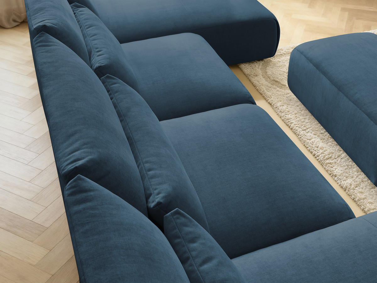 Bobochic Jana Wohnlandschaft mit kleinem Pouf Samt Blau
