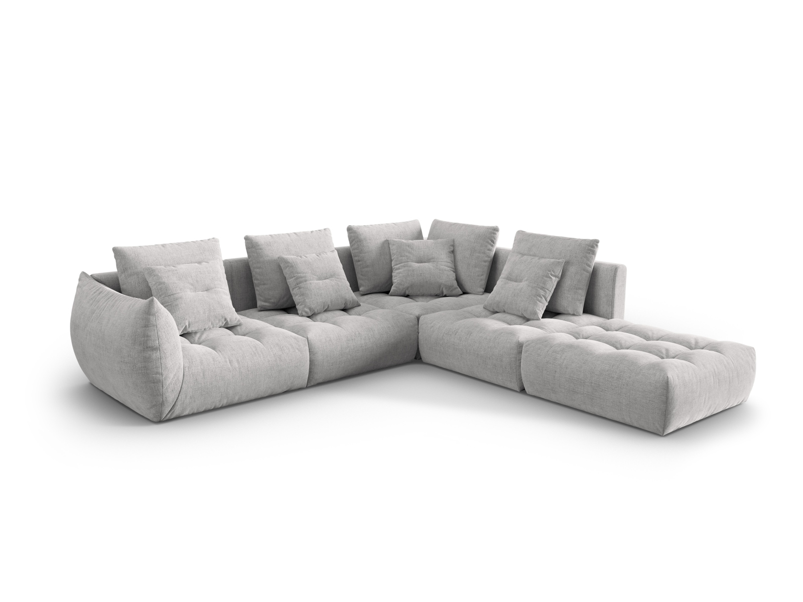 Micadoni Ecksofa Bloom 5-Sitzer Rechts Strukturierter Stoff Silber
