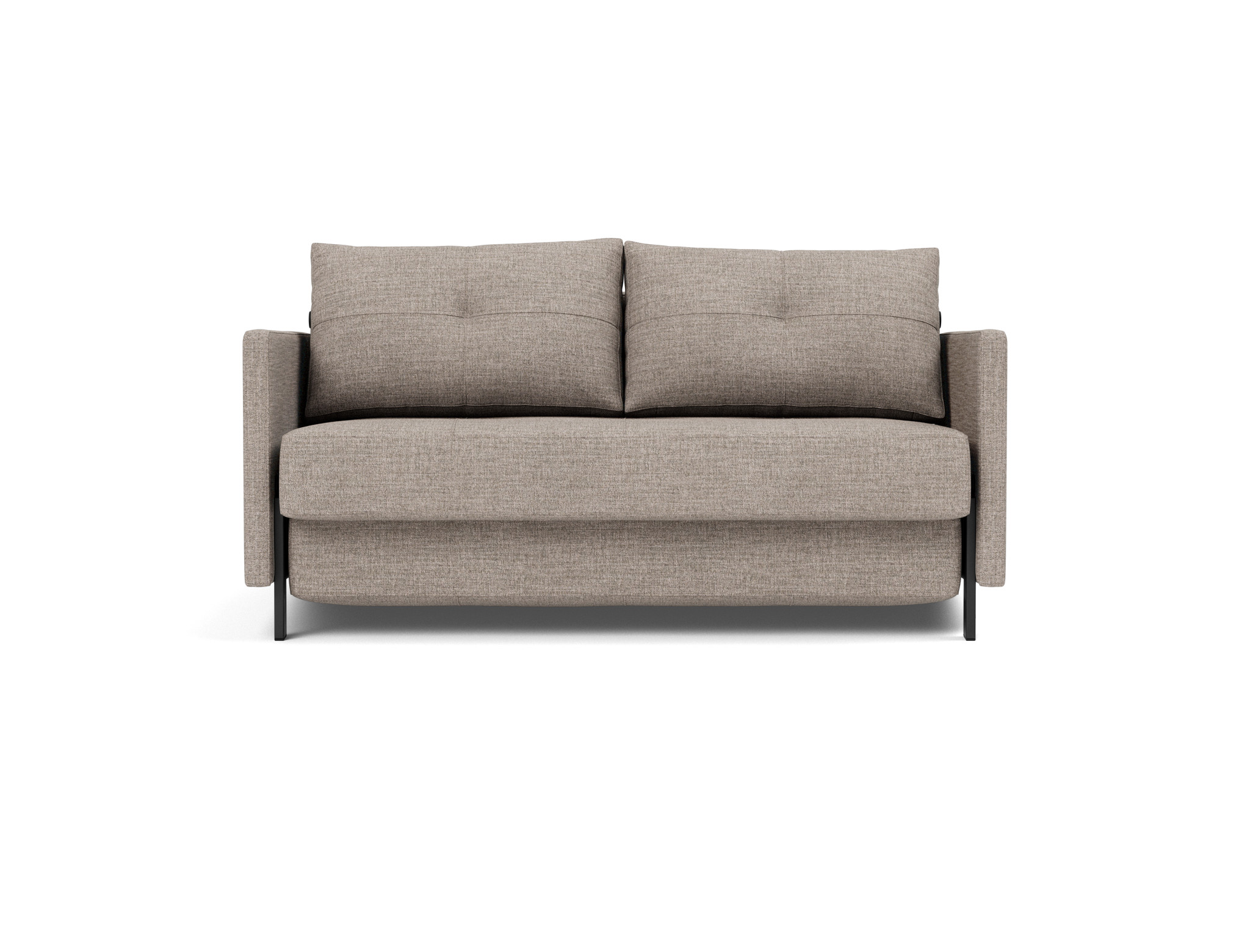 Schlafsofa Cubed mit Armlehnen 140 Chenille Yuveno 472-Warm-Grey