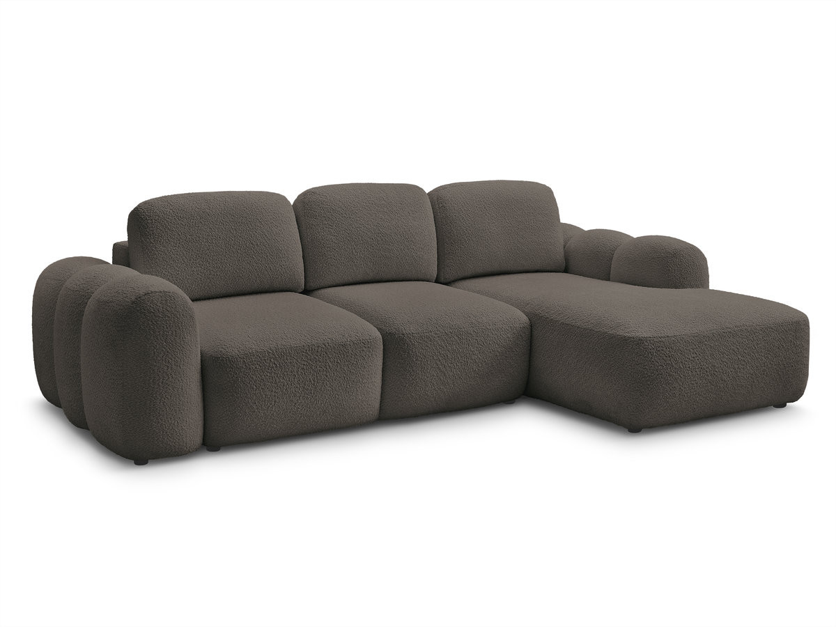 Bobochic Montaigne Ecksofa mit Schlaffunktion und Bettkasten 276 × 164 cm Bouclé-Stoff Braun Ecke rechts