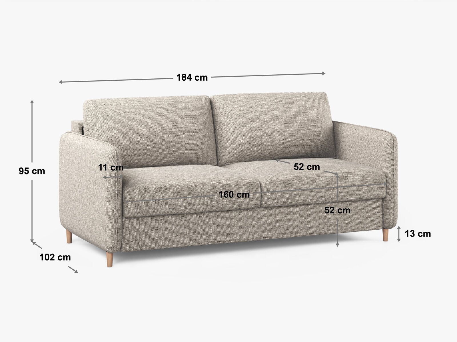 Micadoni Sofa mit Schlaffunktion Simo 3-Sitzer Samt Salvador Beige