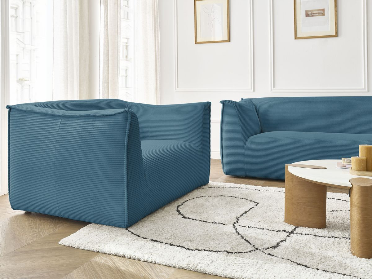 Bobochic Giorgia Sofa 5-Sitzer 412 × 100 cm Cordsamt Hellblau