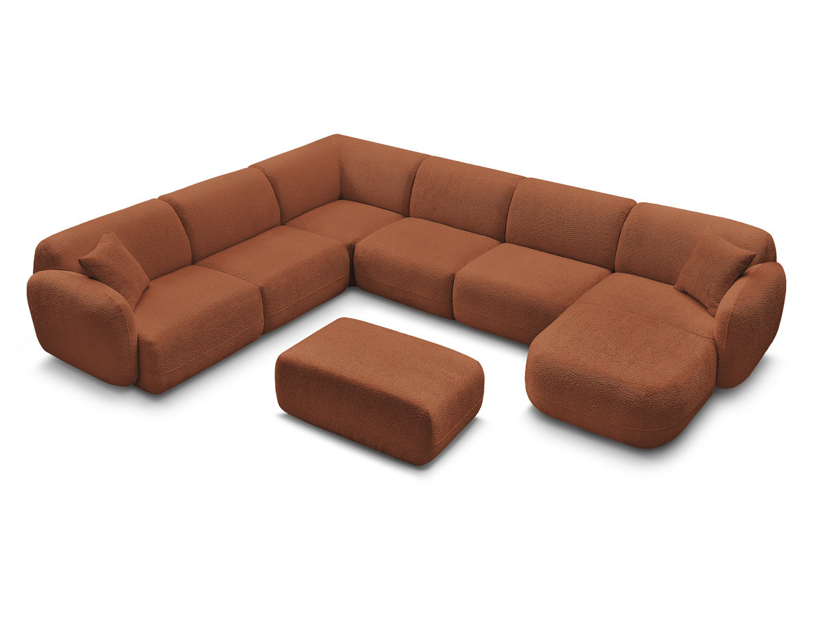 Bobochic Anda Wohnlandschaft mit Pouf 373 × 289 cm Chenille Orange Ecke links