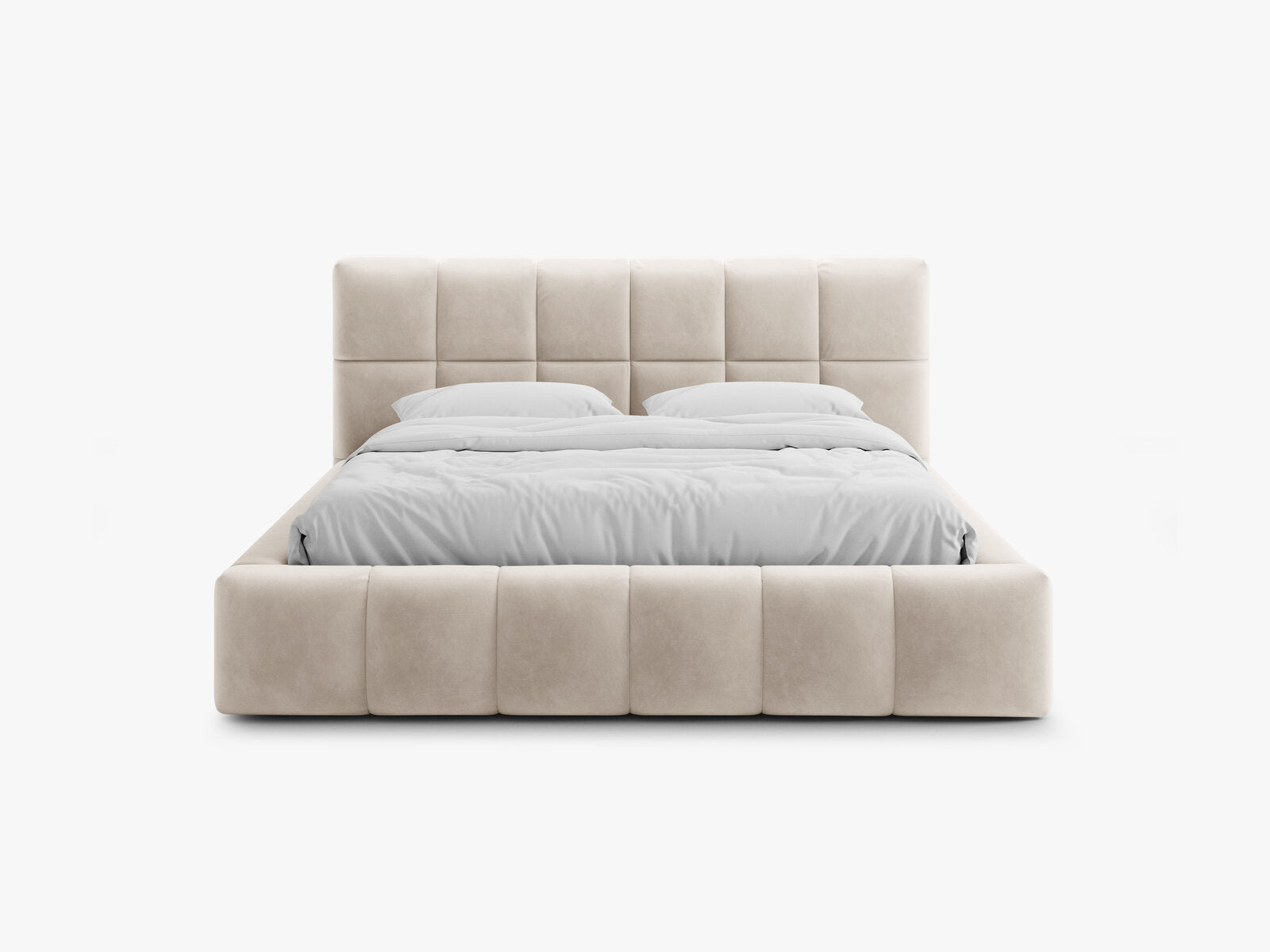 Micadoni Stauraumbett mit Kopfteil Bellis Samt Bluvel Dunkelbeige 140x200