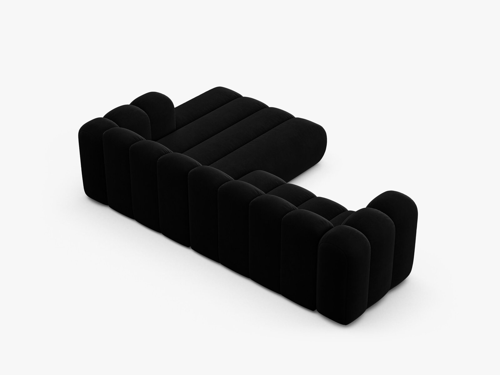 Micadoni Modulares Ecksofa Lupine 4-Sitzer mittelgroß Rechts Samt Venus Schwarz