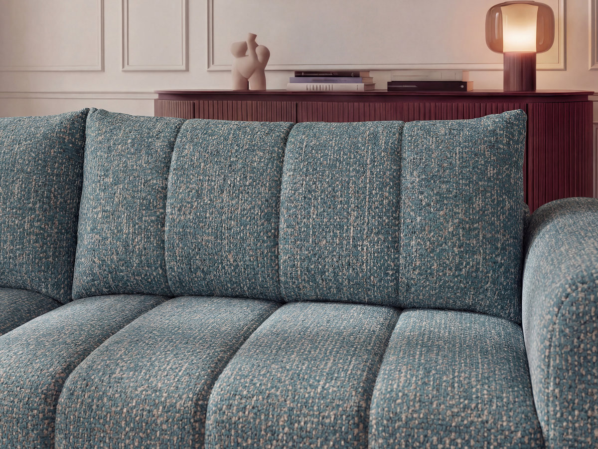 Bobochic Nesty Ecksofa 272 cm Melange-Stoff Blau Ecke links