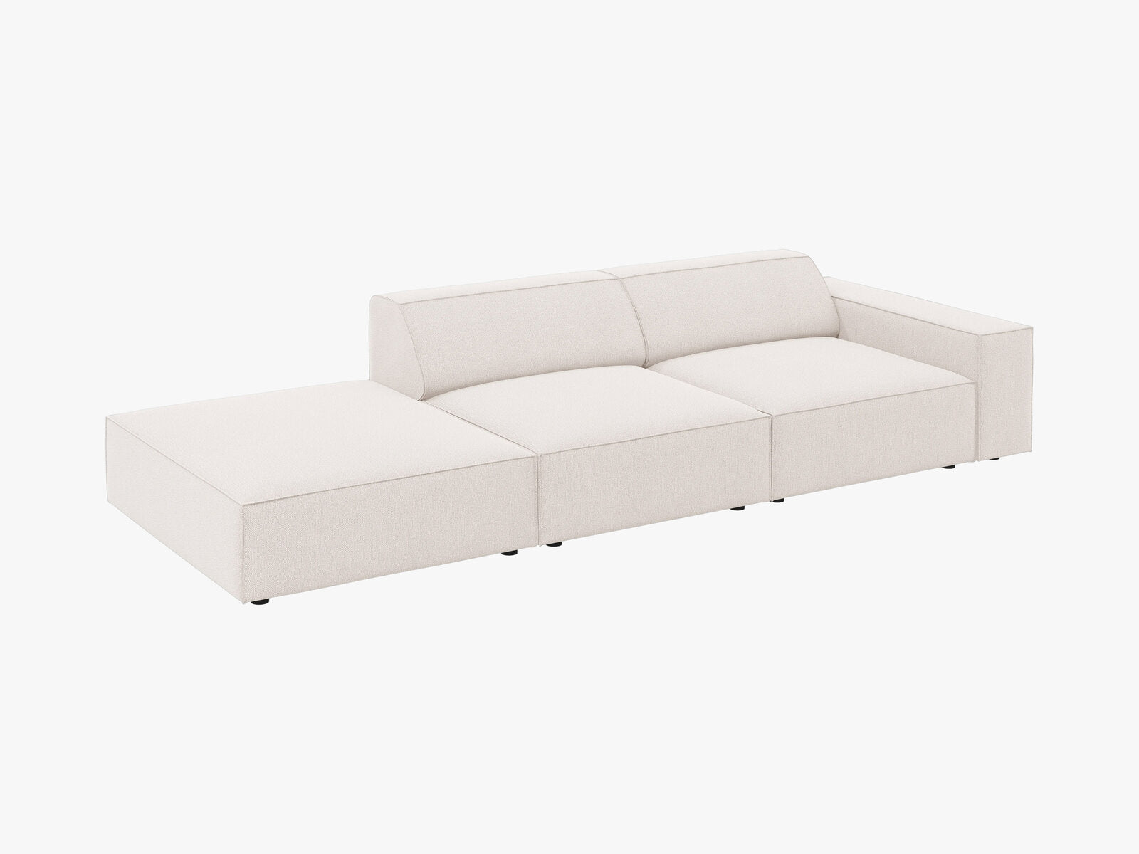 Micadoni Sofa Jodie 3-Sitzer Links Strukturierter Stoff Megan Helles Beige