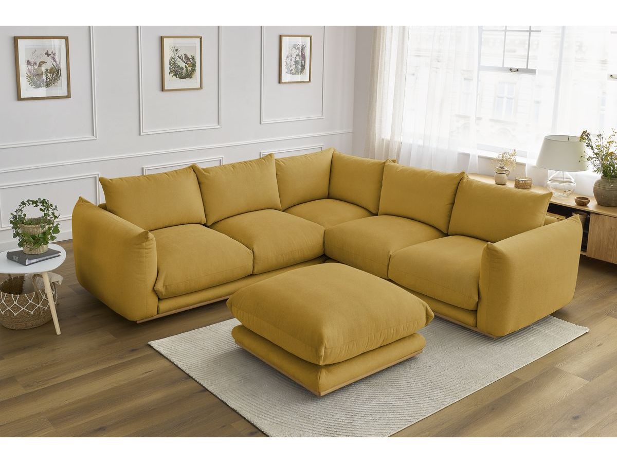 Bobochic Ernest Ecksofa mit Pouf Stoff Gelb