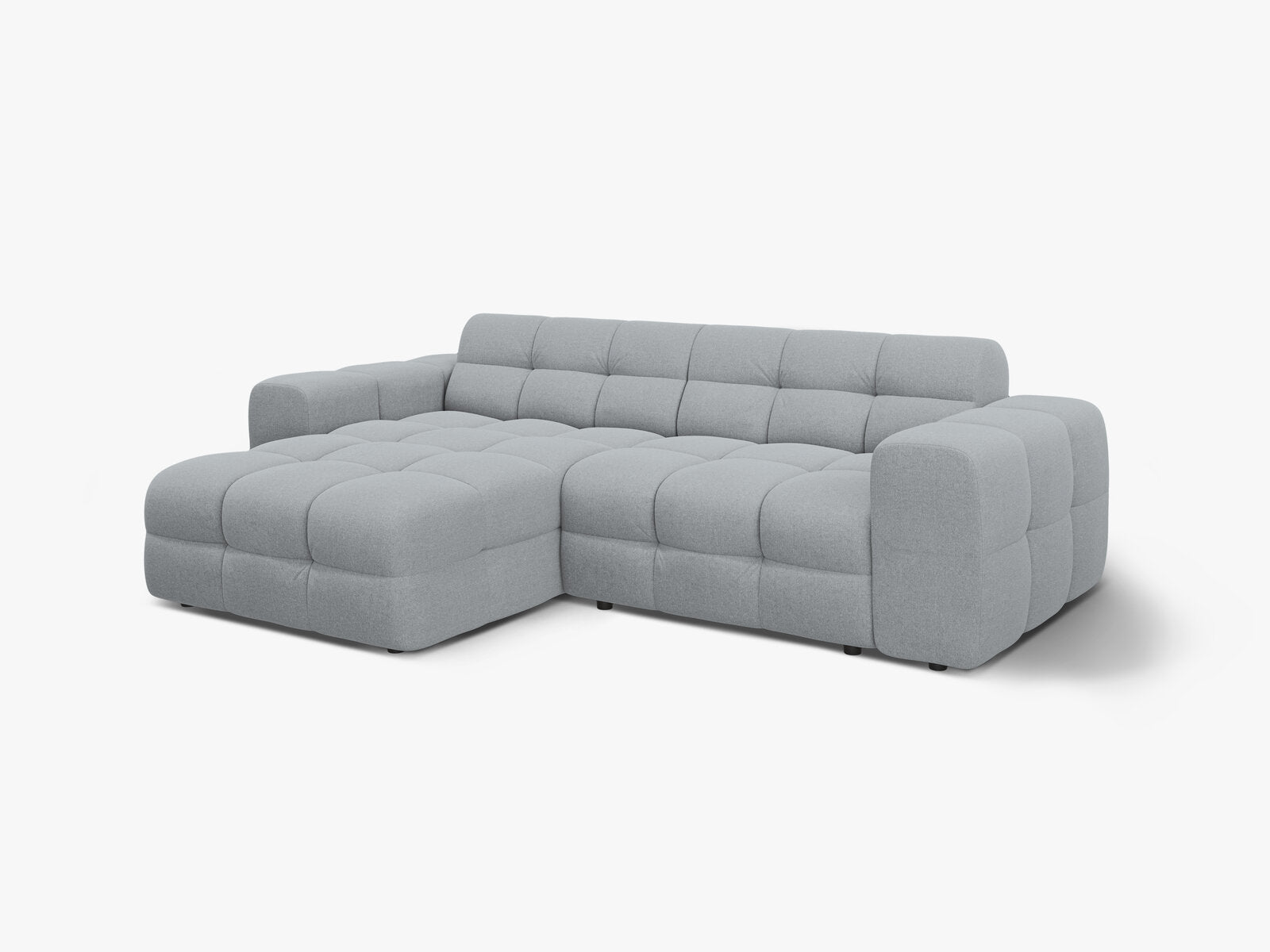 Micadoni Ecksofa Kendal 4-Sitzer Links Strukturierter Stoff Platinum