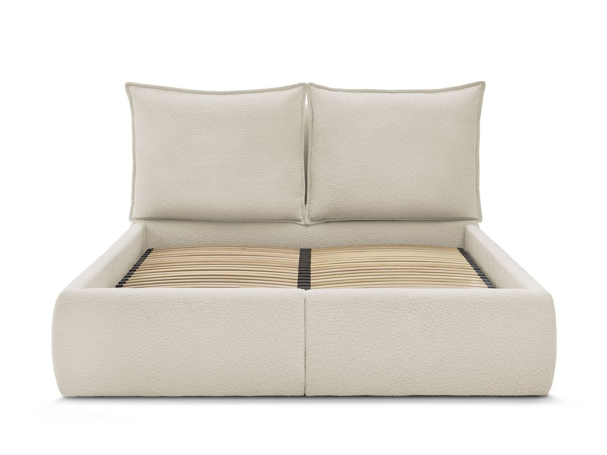 Bobochic Garance Polsterbett mit Bettkasten Bouclé-Stoff Beige, Liegefläche 160 × 200 cm