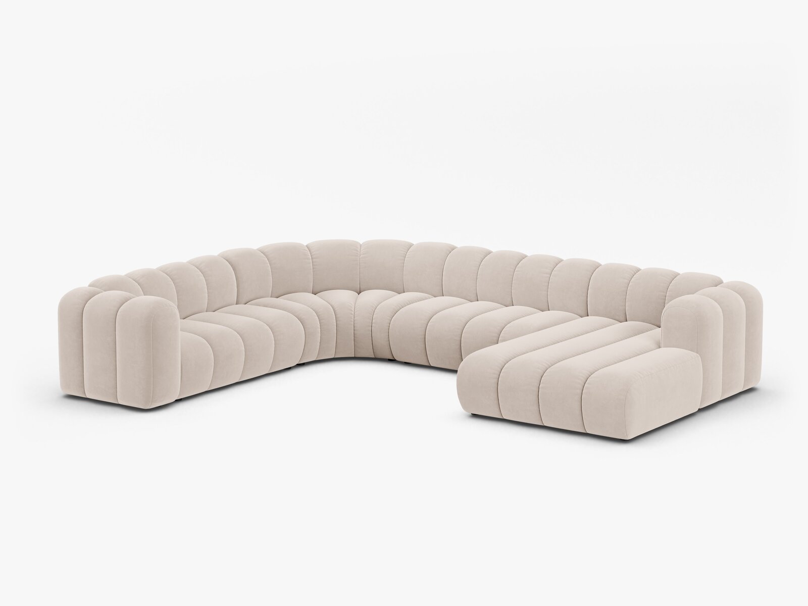 Micadoni Modulares Panorama Ecksofa Lupine 6-Sitzer Samt Venus Helles Beige Links