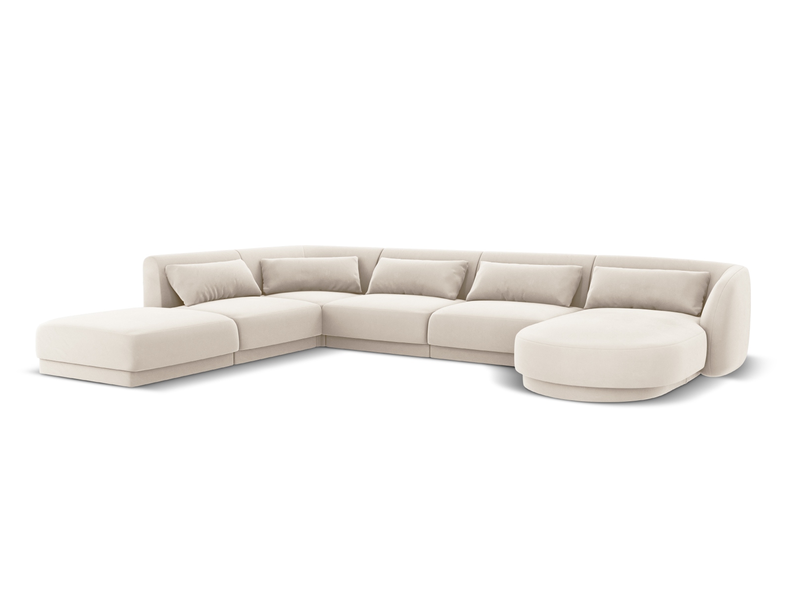 Cosmopolitan Design Panoramasofa Tulum 6-Sitzer Samt Bluvel Helles Beige Links