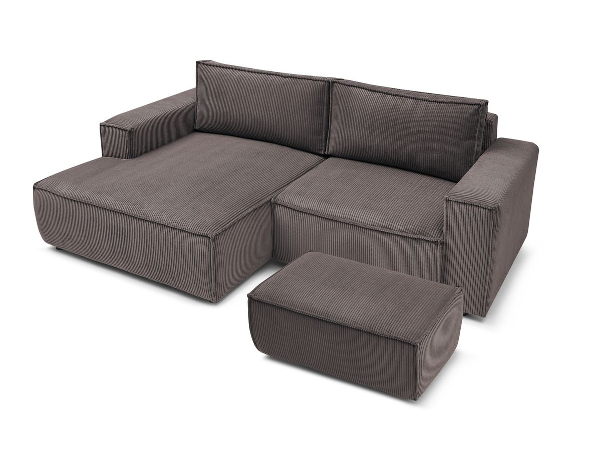 Bobochic Nihad Ecksofa mit Pouf Cordsamt Taupe Ecke links