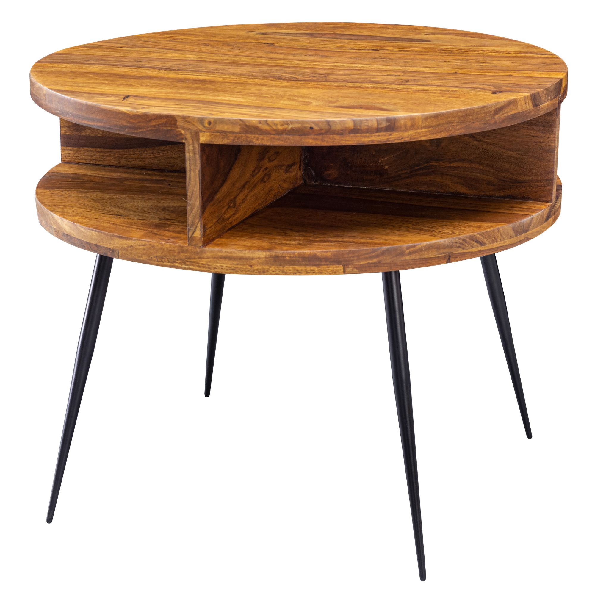 Couchtisch Naestved Massivholz Dunkelbraun Ø 60 cm