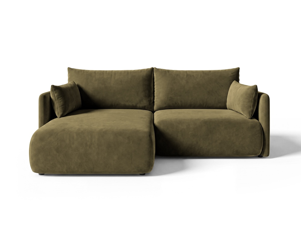 Cosmopolitan Design Ecksofa Monaco 3-Sitzer mit Schlaffunktion Samt Bluvel Grün Links