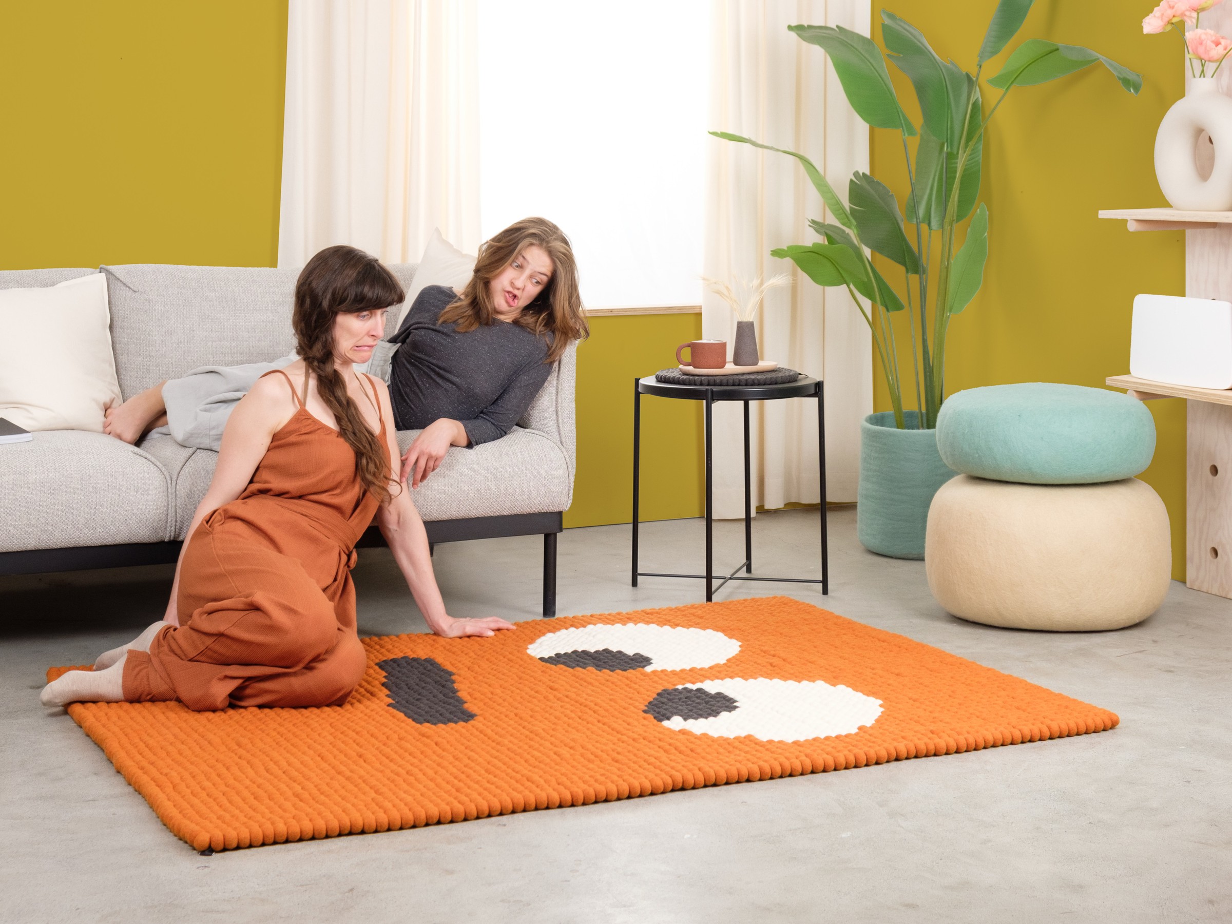 myfelt Dieter Filzkugelteppich Orange