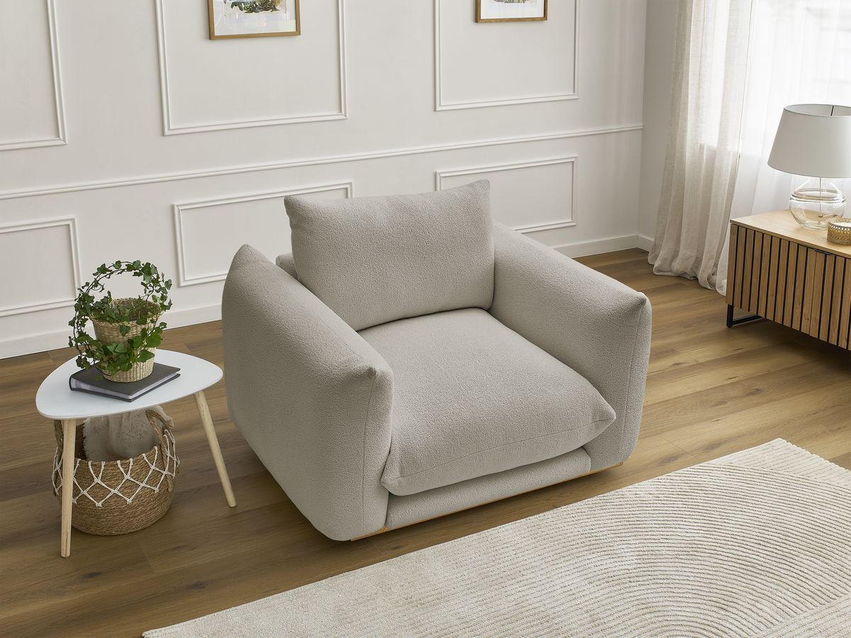 Bobochic Ernest Sessel Bouclé-Stoff Taupe