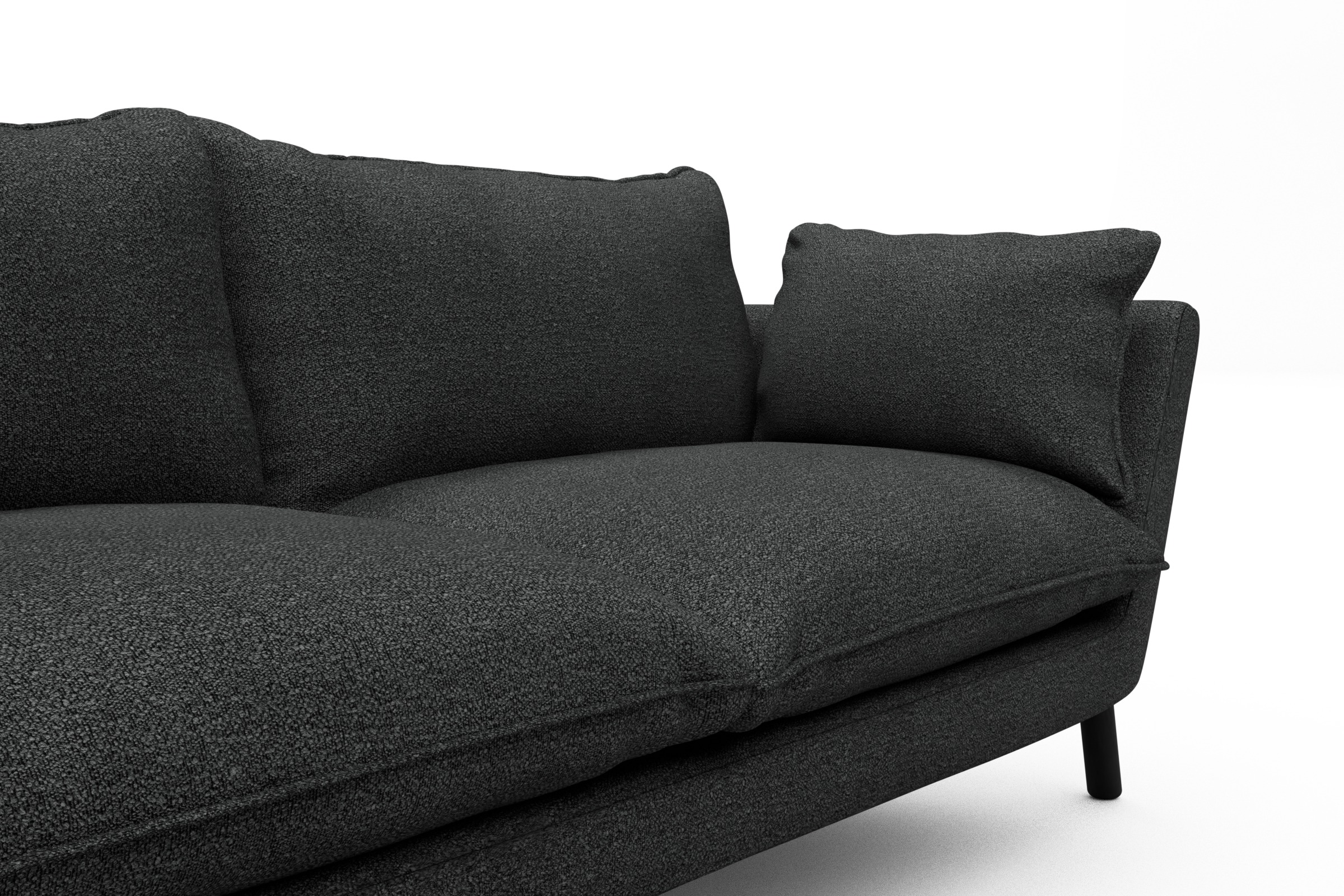Sofa Emil PREMIUM 2-Sitzer Beinfarbe Eiche Schwarz Boucle-Charcoal