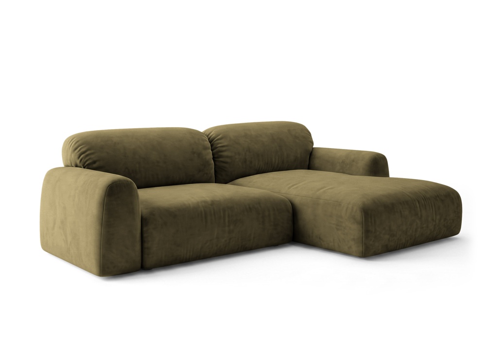 Cosmopolitan Design Ecksofa Milan 3-Sitzer Samt Bluvel Grün Rechts