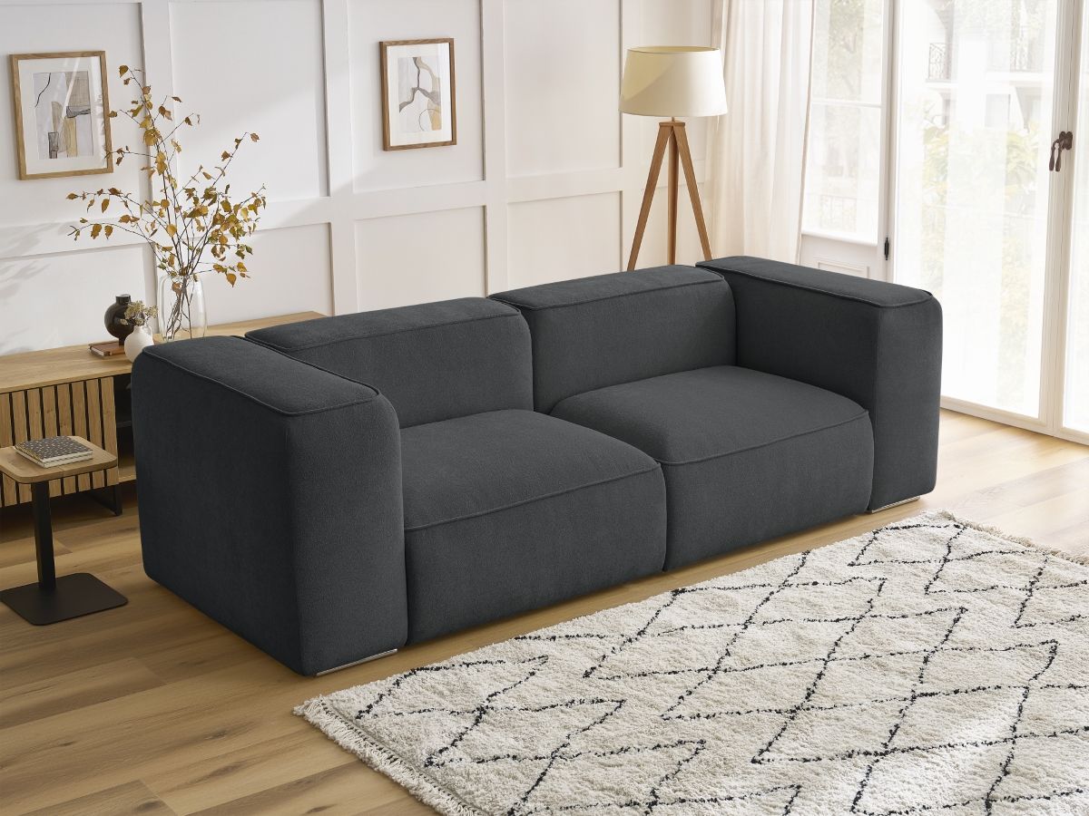 Bobochic Zephyr Sofa 2-Sitzer Strukturstoff Dunkelgrau