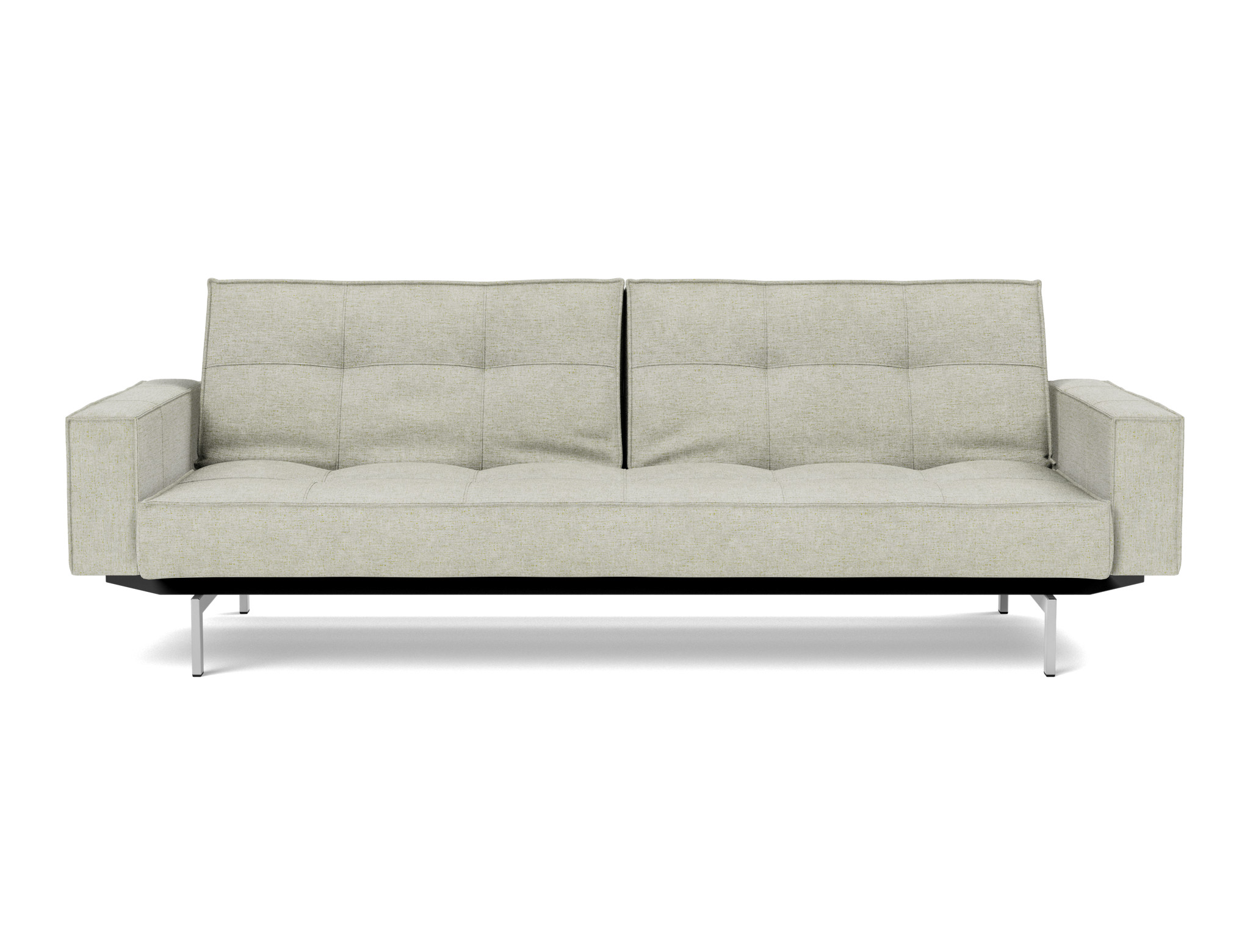 Schlafsofa Splitback mit Armlehnen Flachgewebe Avella 280-Sand Beine Chrom