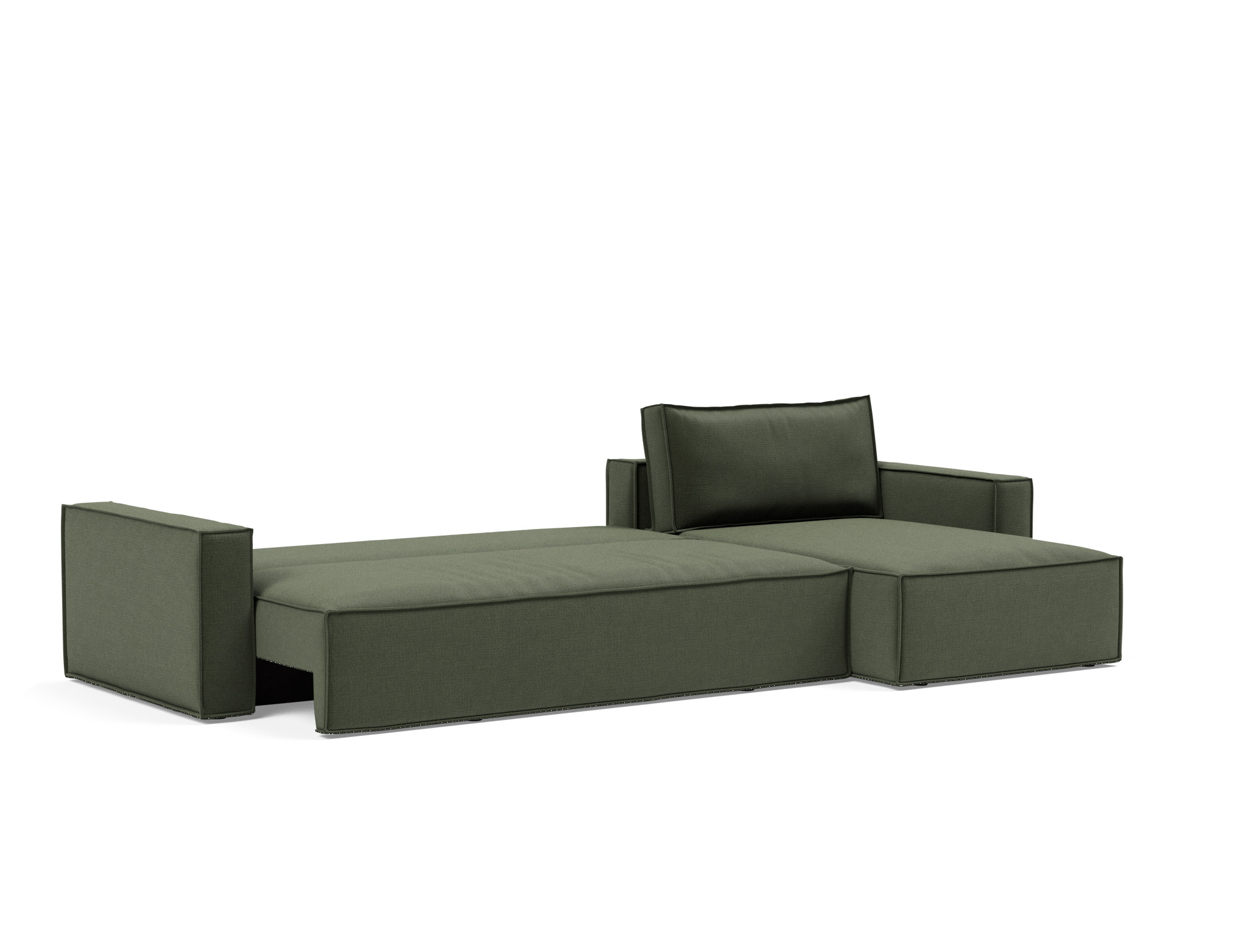 Schlafsofa Newilla mit Chaiselongue Chenille Esina 413-Olive-Green