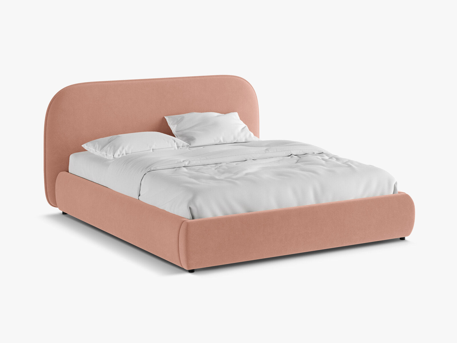 Micadoni Murada Bett mit Kopfteil Samt Salvador Rosa 140x200