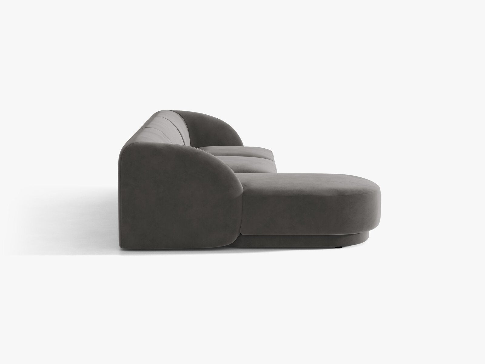 Micadoni Ecksofa Miley 4-Sitzer Samt Venus Grau Links