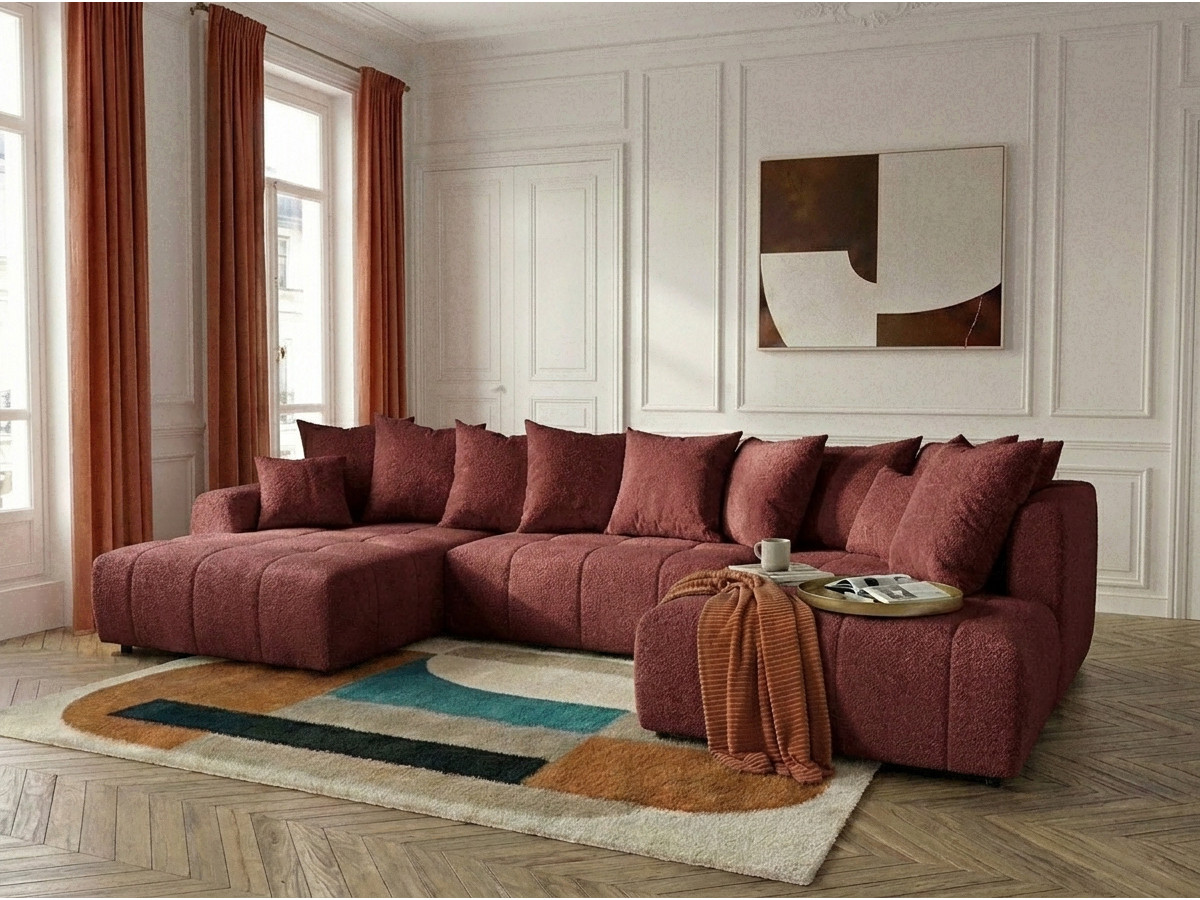 Bobochic Roxelane Wohnlandschaft Bouclé-Stoff Rot Ecke links