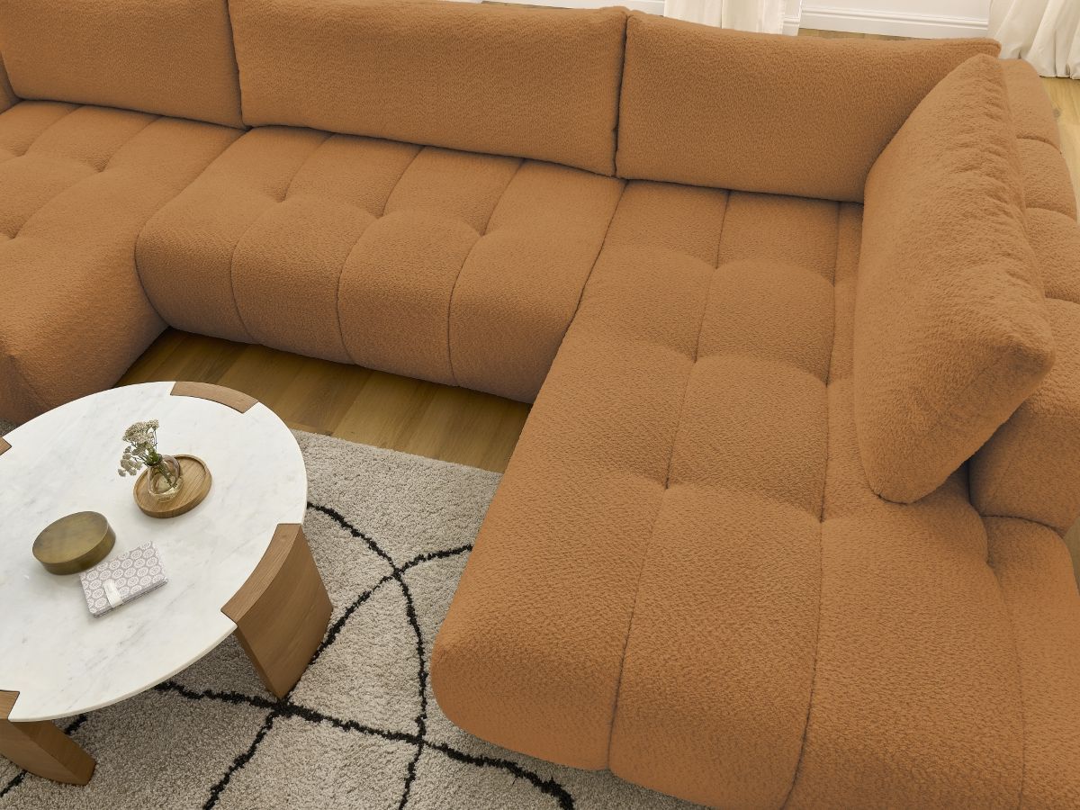 Bobochic Fuji Wohnlandschaft Bouclé-Stoff Gelb Ecke links