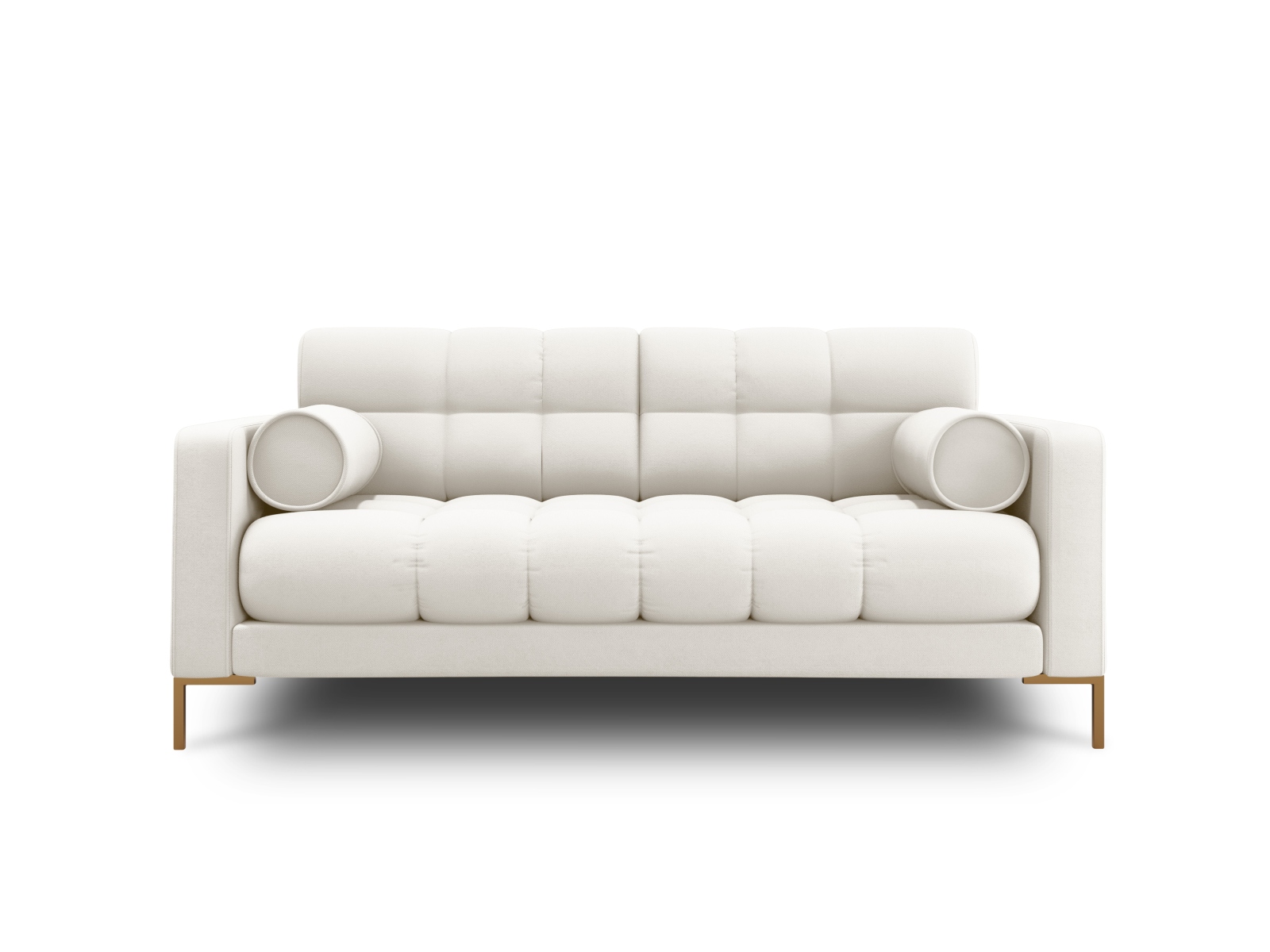 Cosmopolitan Design Sofa Bali 2-Sitzer Strukturierter Stoff Neve Helles Beige Beine Gold