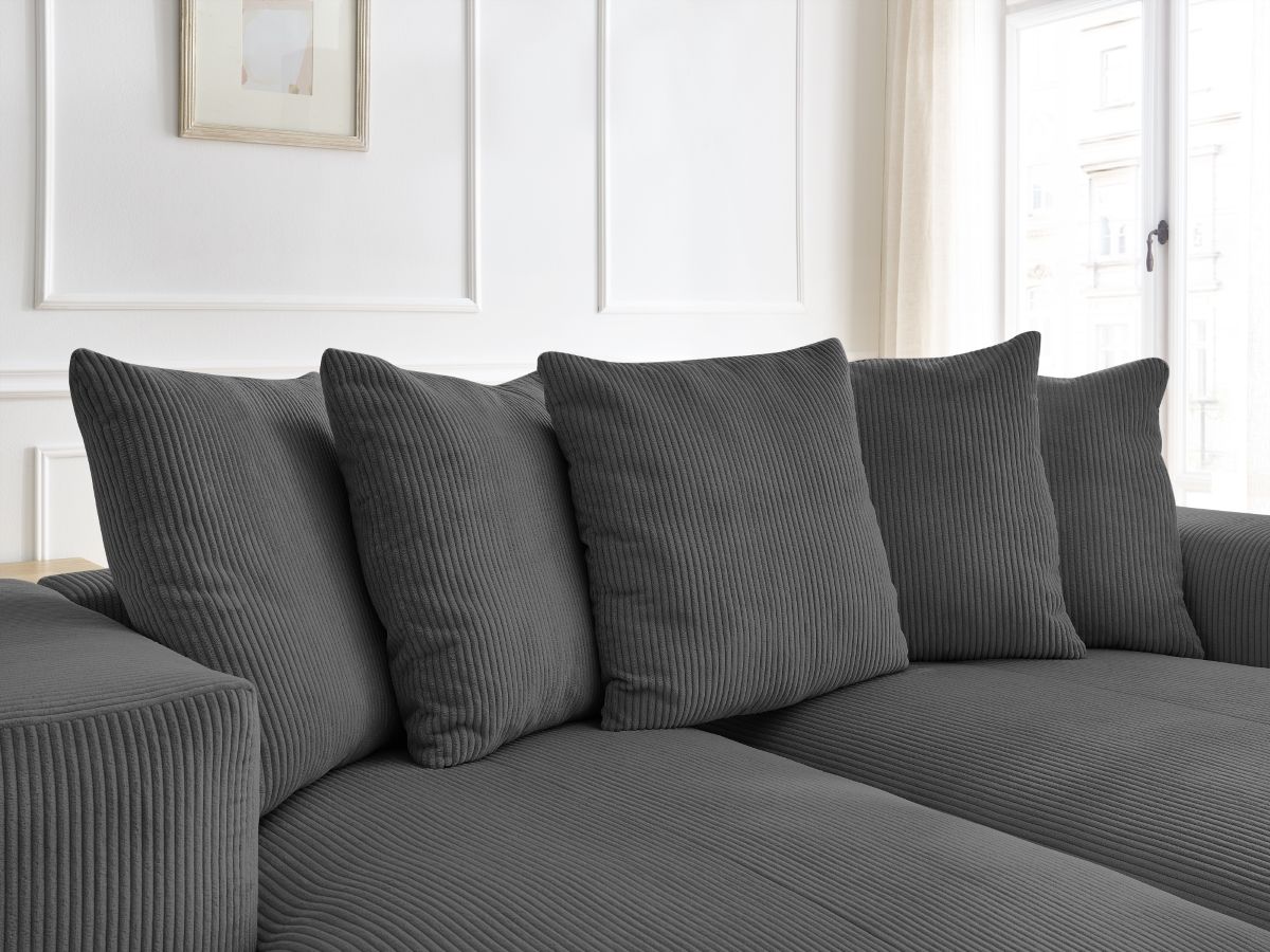 Bobochic Voltaire Sofa 4-Sitzer 248 × 170 cm Cordsamt Dunkelgrau